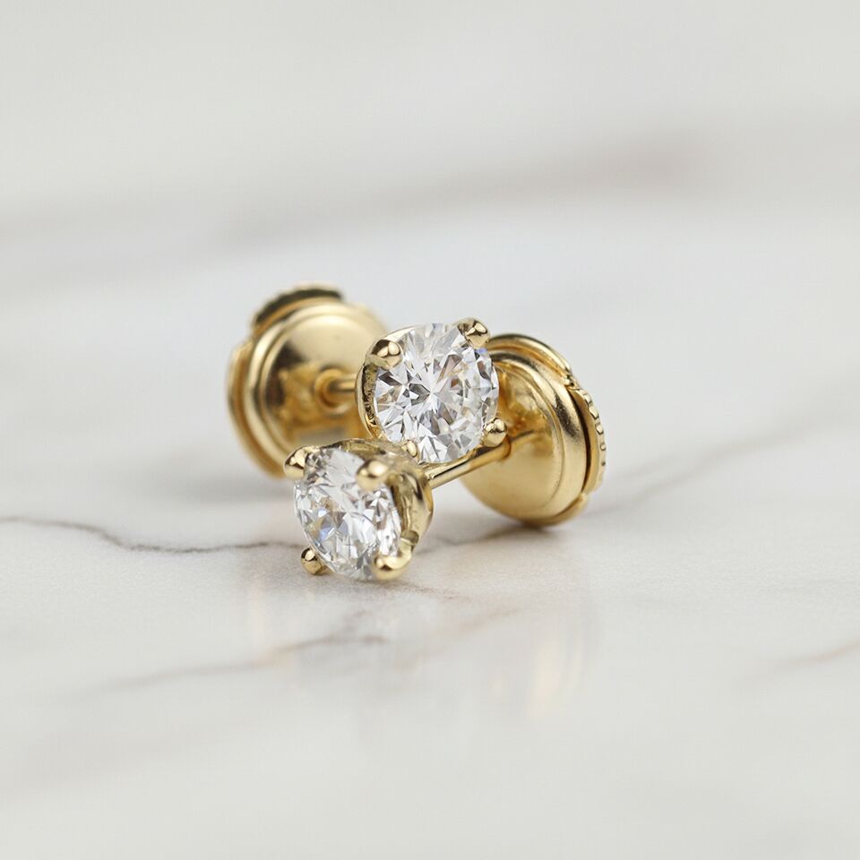 Boucles d'oreilles Fancy en or jaune 750 millièmes et diamants de laboratoire