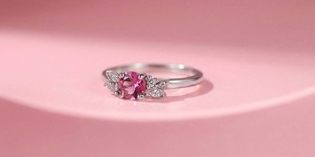 Bague Victoria, en or blanc 750 millièmes, ornée d'une tourmaline rose de 0.50 carat