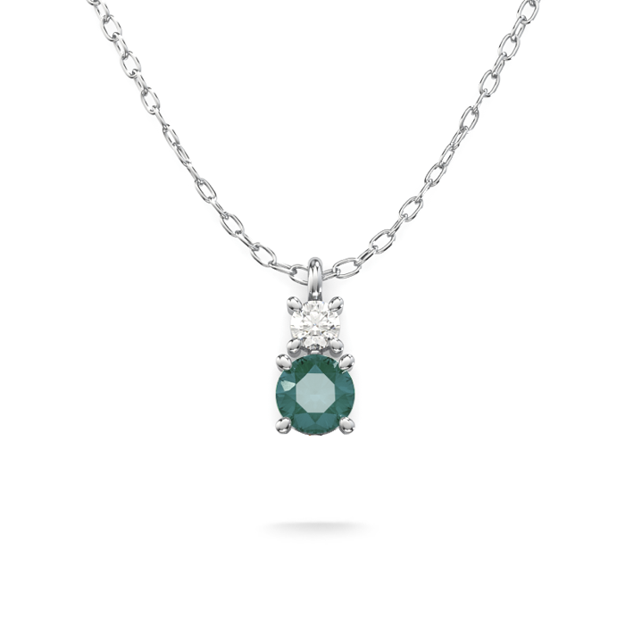 Collier Kayla en or blanc et saphir teal 0.20 carat