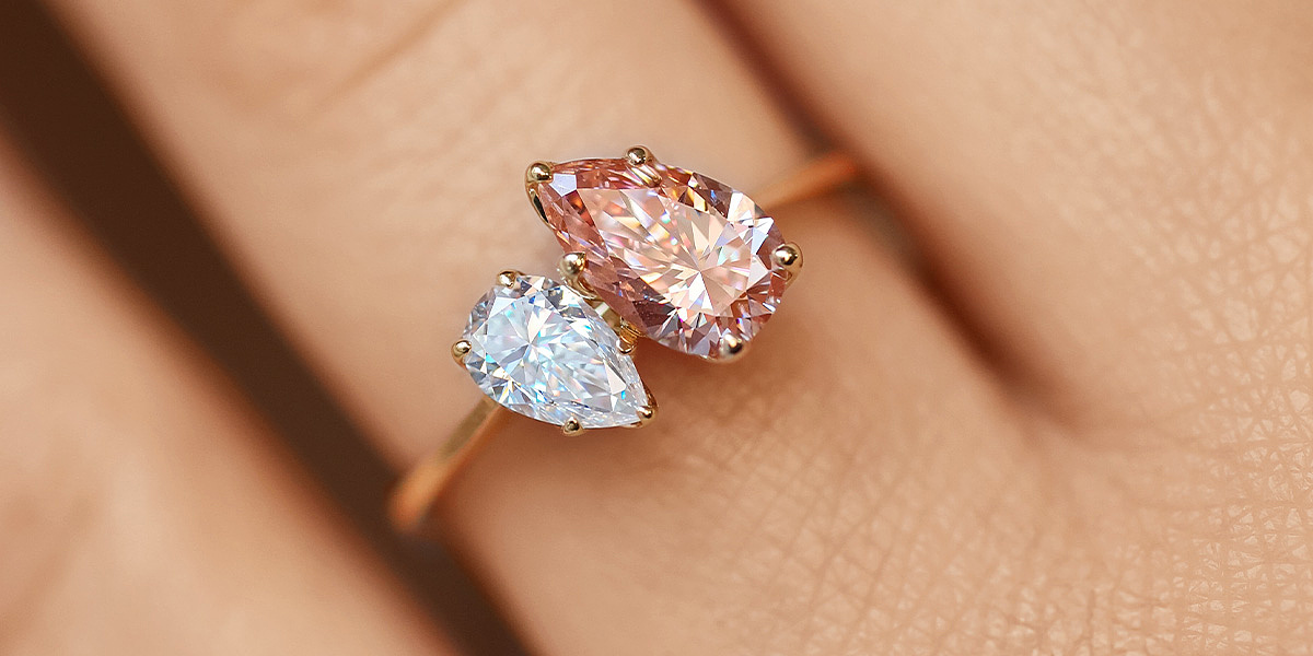 Bague Toi et Moi diamant blanc et diamant rose
