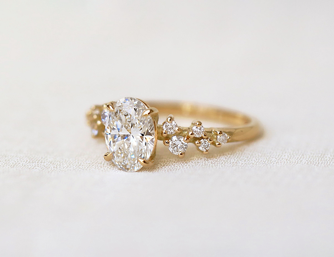 Bague Irisa en or jaune 750 millièmes et diamant de laboratoire