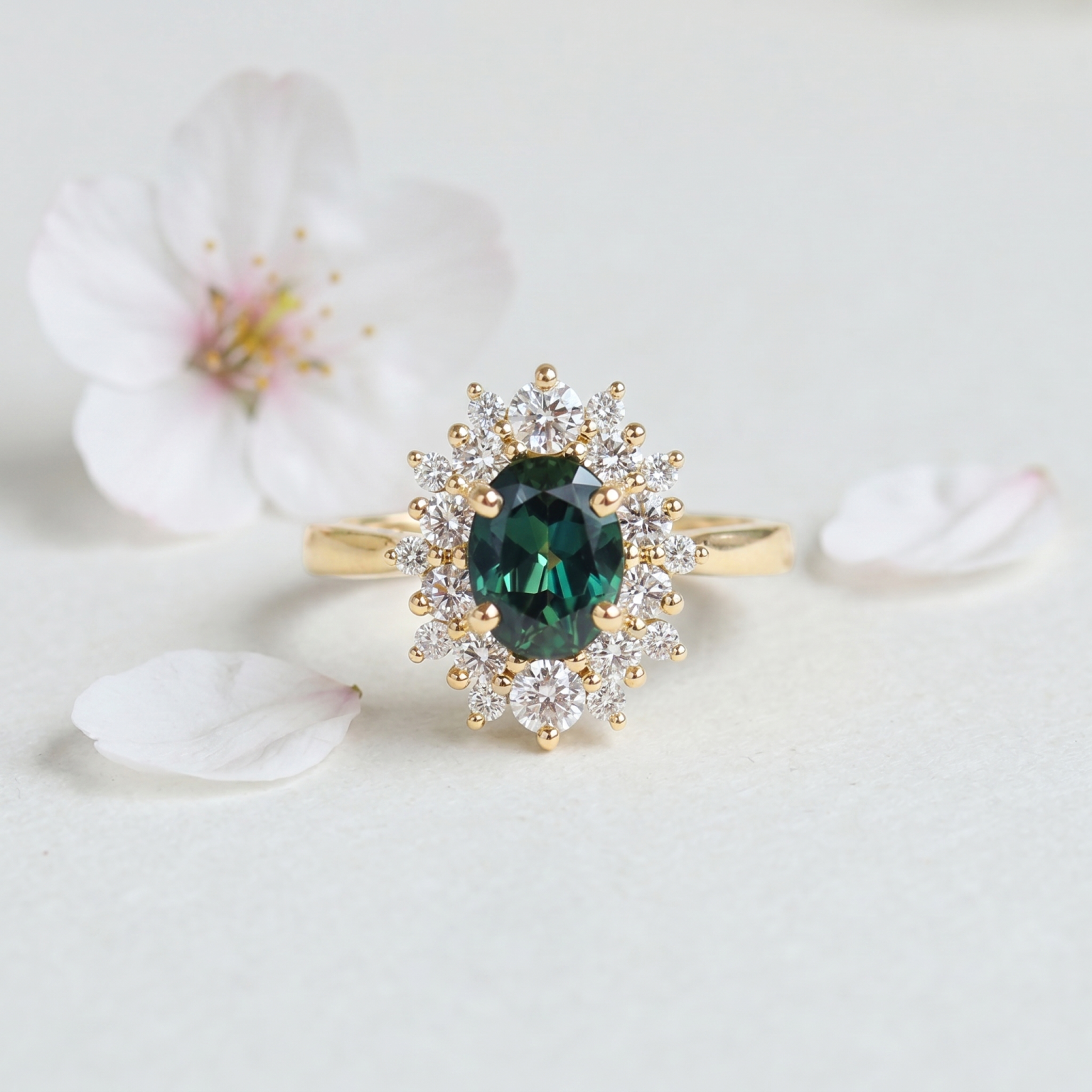 bague sur mesure saphir teal fleur