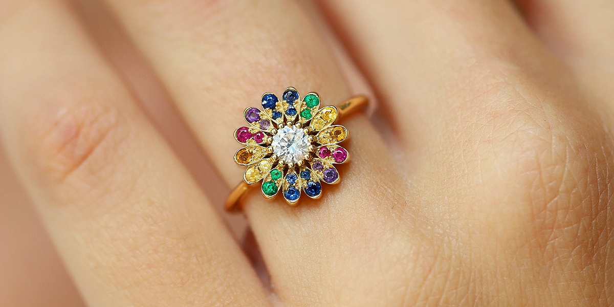 Bague pierres multicolores