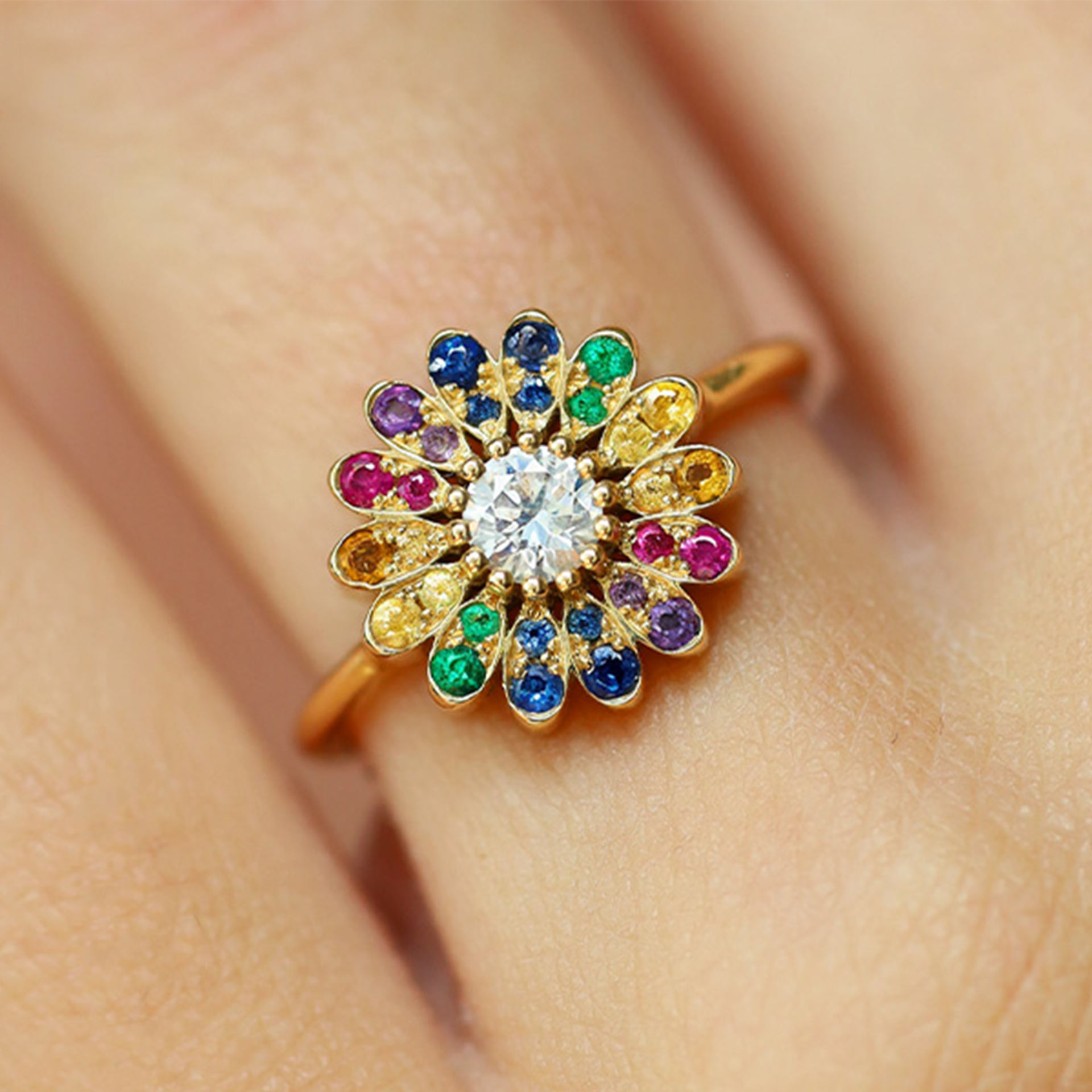Bague pierres multicolores