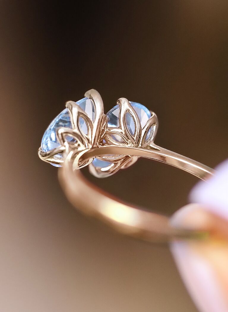 Aperçu du panier de la bague Toi & Moi en or rose 750 millièmes, sertie d'aigues-marines
