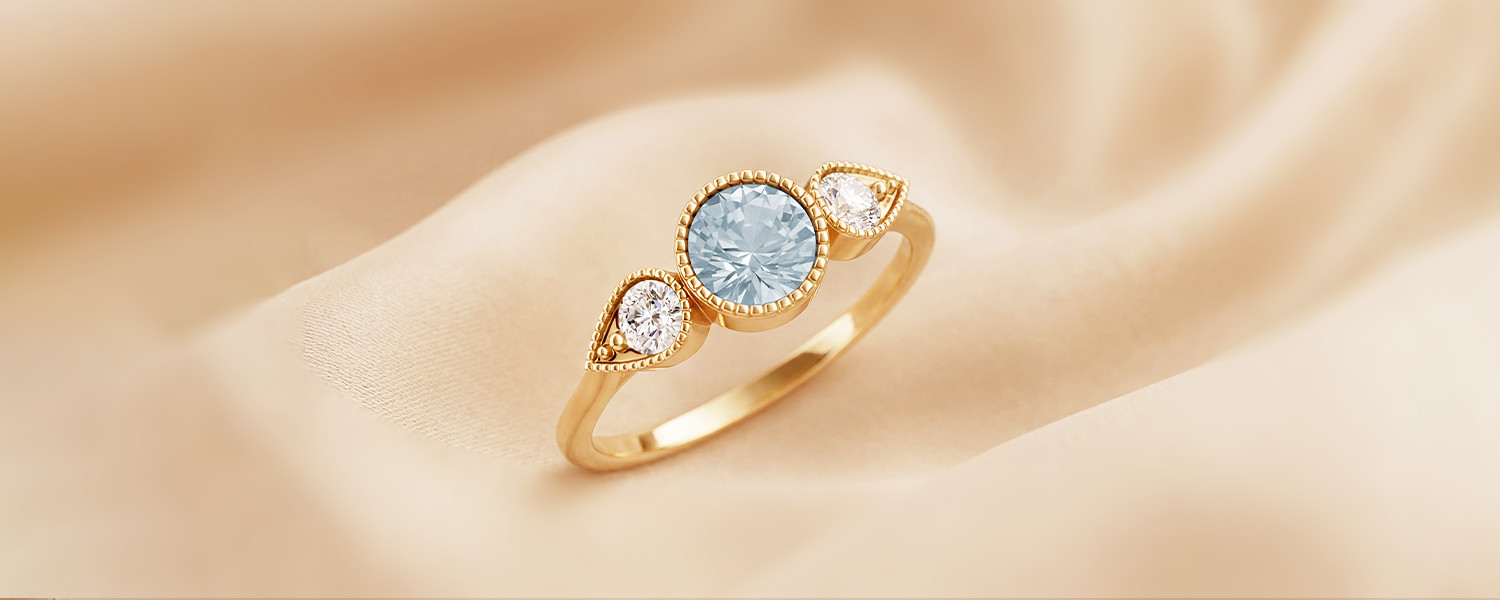 Bague de fiancaille en aigue-marine pour femme - Maison Salmon