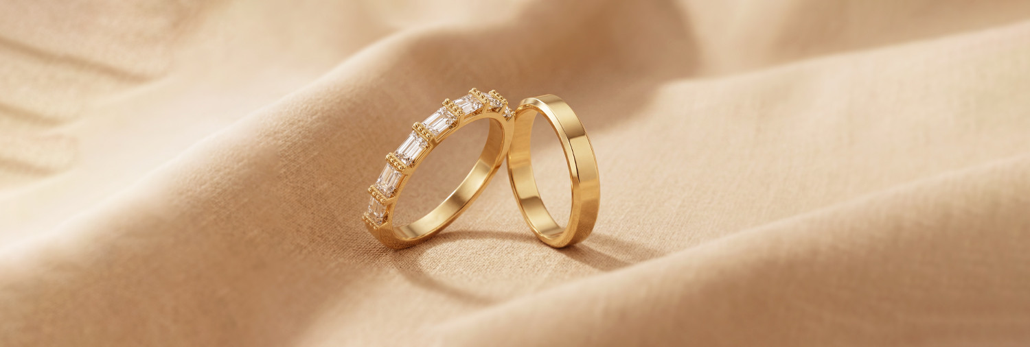 Alliance et bague de mariage pour femme en or jaune - Maison Salmon