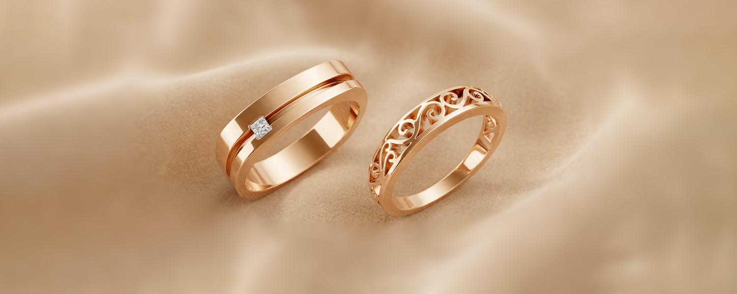 Alliance et bague de mariage pour femme en or rose - Maison Salmon