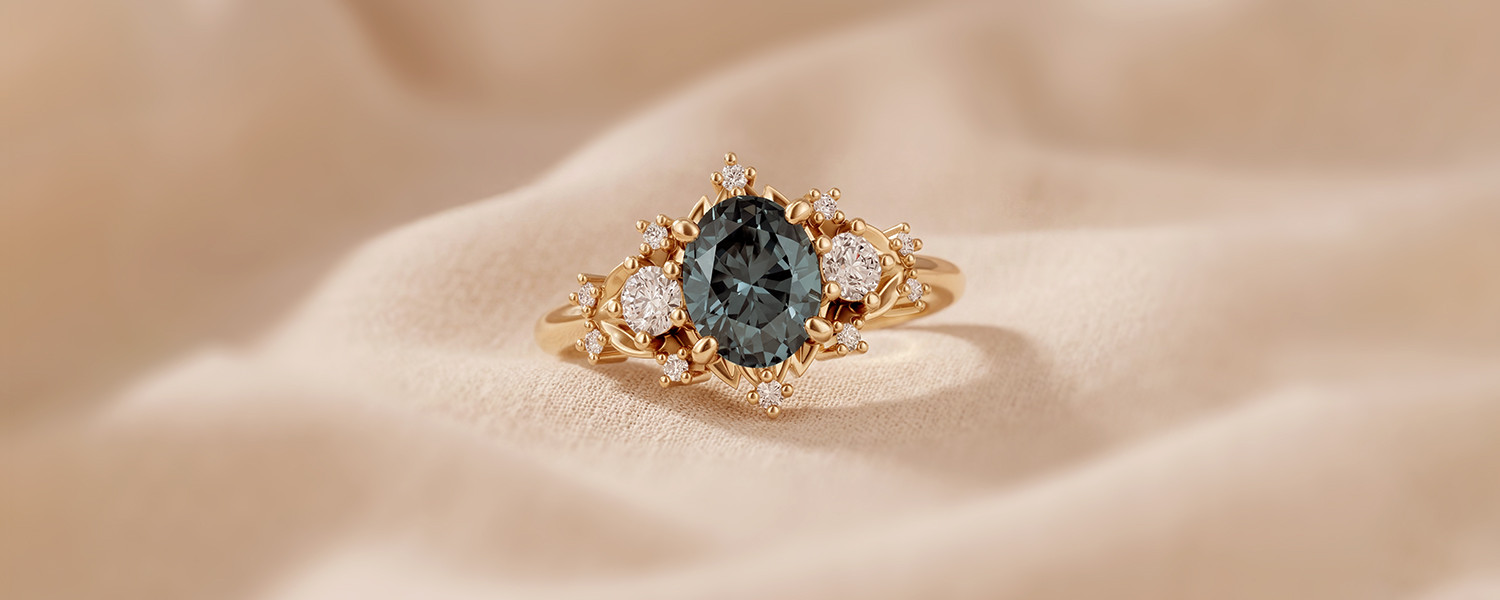 Bague de fiancaille en saphir teal pour femme - Maison Salmon