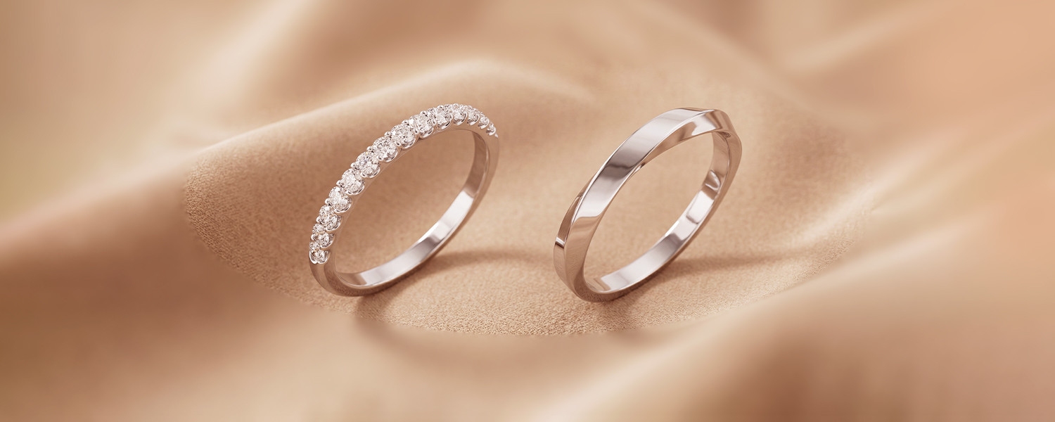 Alliance et bague de mariage en platine - Maison Salmon
